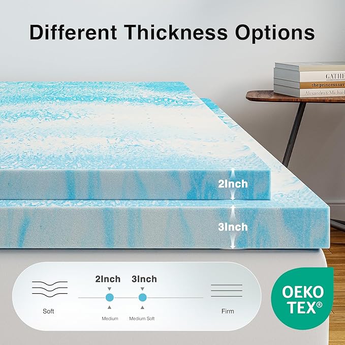 Novilla Memory Foam Mattress Topper King - 3 Inch Cooling Gel Infused Memory Foam | Slow-Rebound Pressure Relief | CertiPUR Certified | Comfort for Sleeper Sofa, RV, Camper, Dorm Room
