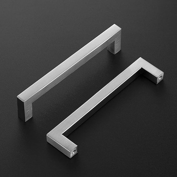 Ravinte 5 Pack Brushed Nickel Kitchen Cabinet Handles 6-1/4 Inch Cabinet Pulls Square Kitchen Hardware for Cabinet Drawer Pulls Drawer Handles Come with Screwdriver