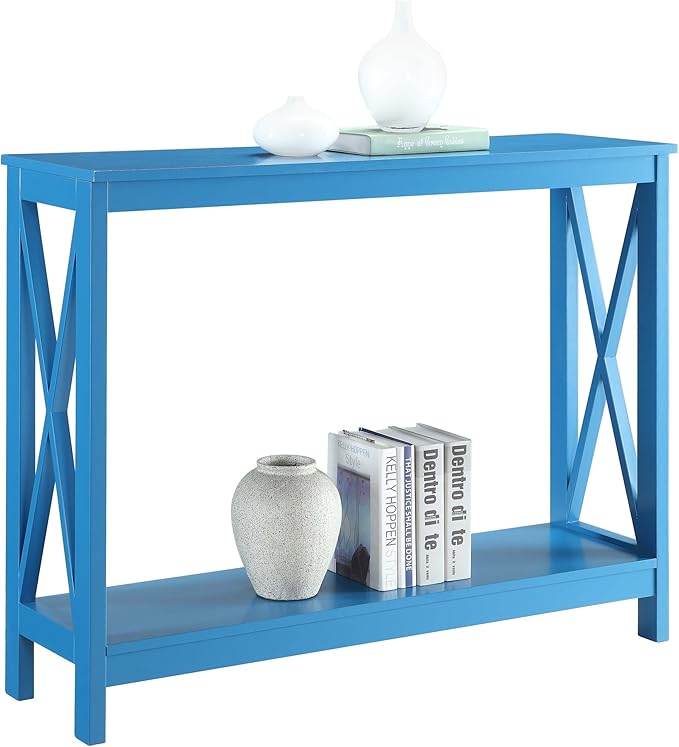 Convenience Concepts Oxford Console Table 39.5" - Sofa Table with Storage Shelf, Transitional Entryway Hall Table for Living Room and Bedroom, Display Foyer Table, Teal Blue
