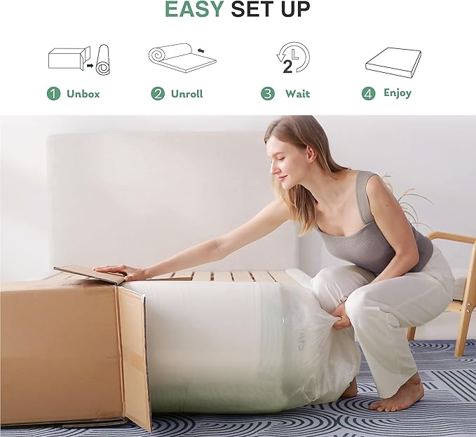 Full Mattress in a Box, 12 inch Mattresses for Platform Bed Double Size Daybed Bunk, Green Tea Memory Foam Mattress for Cool Sleep & Pressure Relief, Medium Firm