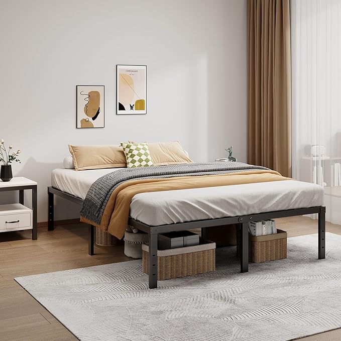 Metal Bed Frame Full Size - 16 Inch Heavy-Duty Full Platform Bed Frame No Box Spring Needed, Easy Assembly, Noise-Free, Sturdy Mattress Foundation, Underbed Storage Space