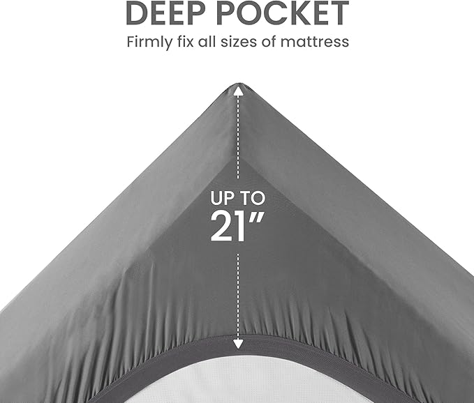 SLEEP ZONE Cooling Twin Mattress Topper for Single Bed, Premium Zoned Cool Mattress Pad Cover, Padded Mattress Protector Breathable Washable, Deep Pocket 8-21" (Grey, Twin, 39 x 75)