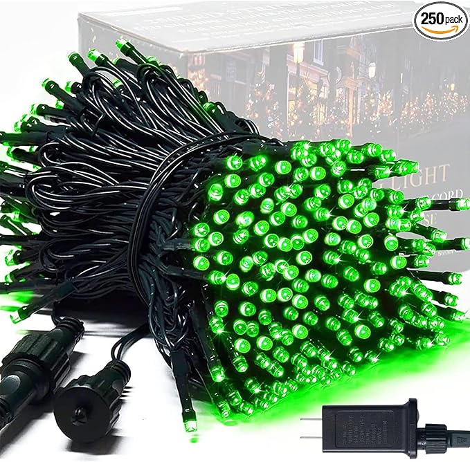 JMEXSUSS 250 LED Green String Lights - 91.5ft Christmas Lights Outdoor Waterproof, 8 Lighting Modes, Connectable Christmas Tree Light for Yard Patio Party Halloween Christmas Decorations