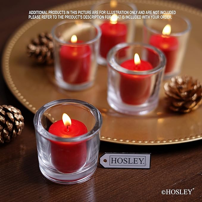Hosley Set of 72 Unscented Red Votive Candles – Bulk Pack, Clean-Burning, Long-Lasting 10-12 Hour Burn Time – Ideal for Weddings, Home Décor, Spa, and Events