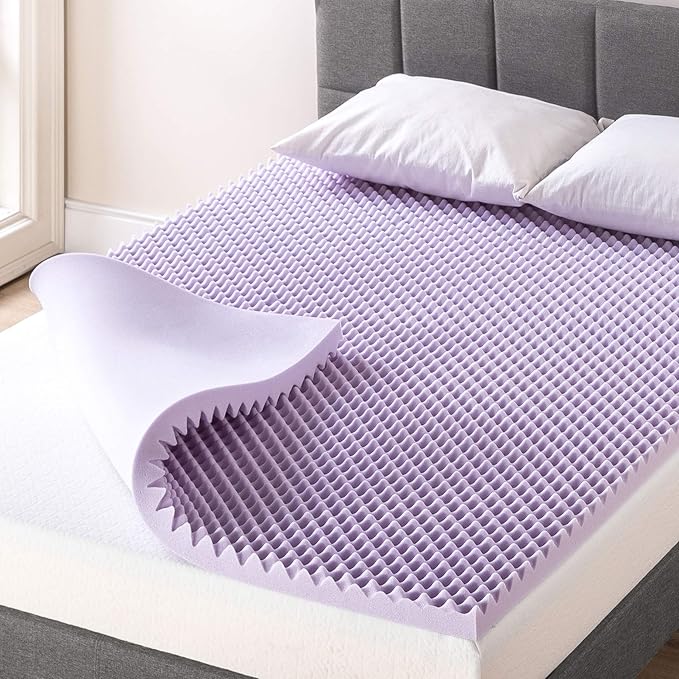Best Price Mattress 2 Inch Egg Crate Memory Foam Mattress Topper with Soothing Lavender Infusion, CertiPUR-US Certified, Dorm Essentials, King