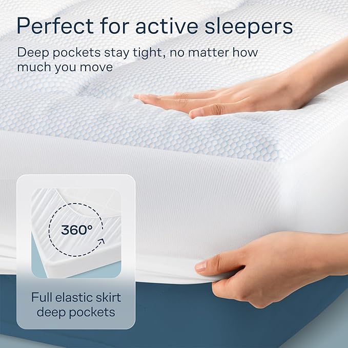 Niagara Cooling Twin Mattress Topper - Pillow Top Mattress Cover Quilted Fitted Cooling Topper for Back Pain Deep Pocket Fits 20 Inches (39x75 Inches)