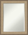 Amanti Art Bronze Bathroom Mirror for Over Sink, 29x23 Elegant Brushed Bronze Rectangle Vanity Mirror, Medium Casual Frame, Hangs Horizonally and Vertically, Bathroom Wall Decor, Beveled Edge