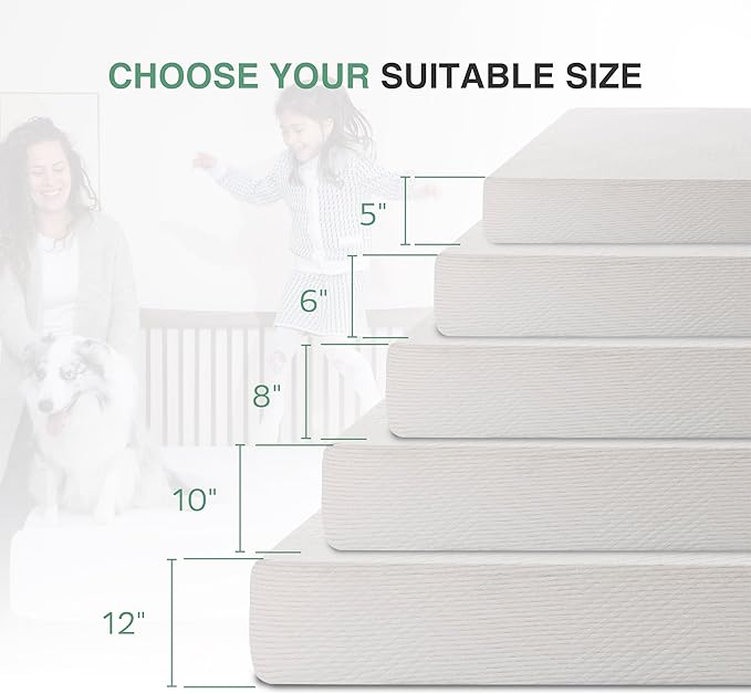 Full Mattress in a Box, 12 inch Mattresses for Platform Bed Double Size Daybed Bunk, Green Tea Memory Foam Mattress for Cool Sleep & Pressure Relief, Medium Firm