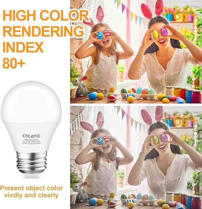 Cotanic 8 Pack LED Ceiling Fan Light Bulbs 2700K Warm White, A15 Small Bulb E26 Medium Screw Base, 6W Chandelier Light Bulb 60W Equivalent, 600lm, Non-Dimmable