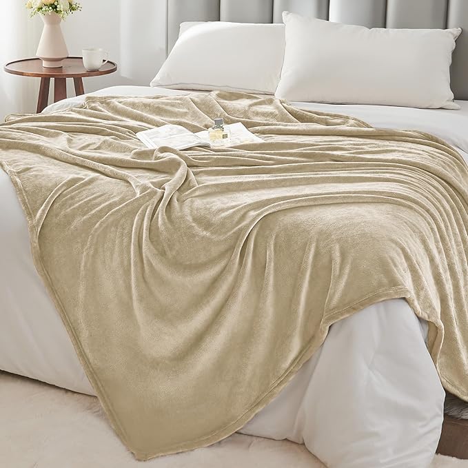 BEDELITE Fleece Blanket Full Size Linen Throw Blankets for Couch & Bed, Luxury Plush Cozy Fuzzy Blanket 84x90 inches, Super Soft Warm Lightweight Throw Blanket for Travel Camping