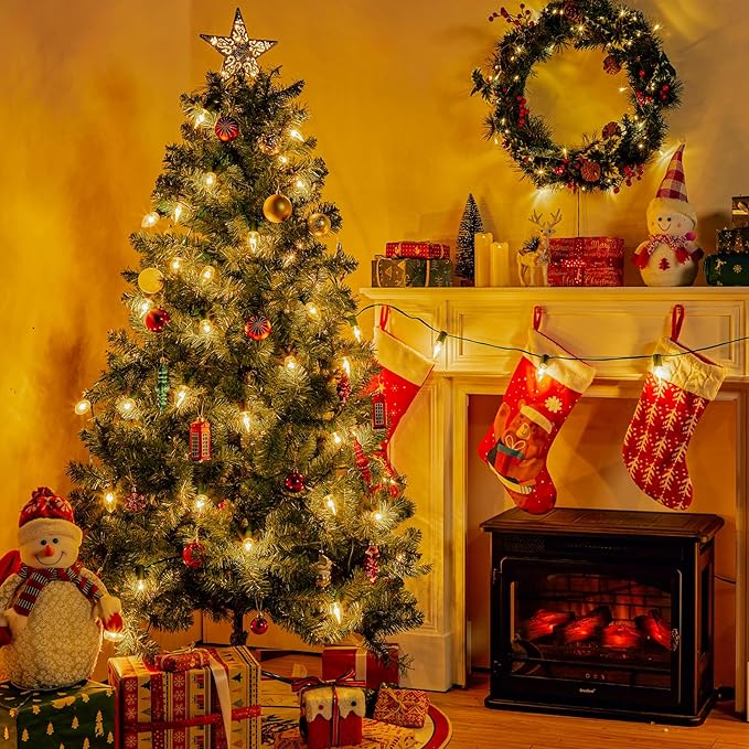 C9 Christmas String Lights Outdoor Christmas Tree Lights String - Hanging Christmas Roofline Lights - Patio Lights for Outdoor Decor (Clear Green Wire, 25FT)