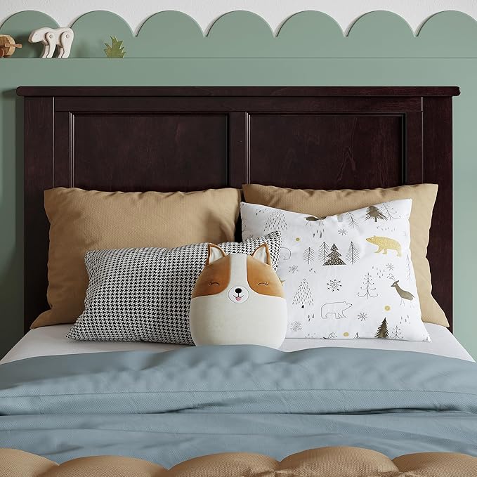 AFI, Madison Twin Solid Wood Panel Headboard with Attachable Charger, Espresso