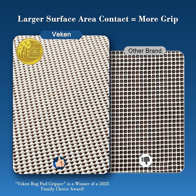 Veken 2x12 Ft Rug Pad Gripper for Hardwood Floors, Non Slip Rug Pads for Area Rugs, Thick Rug Grippers for Tile Floors, Under Carpet Anti Skid Mat, Keep Your Rugs Safe and in Place