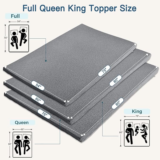Airensky 4 Inch Memory Foam Mattress Topper, Cooling Gel Infused High Density Queen (60"x80") Topper with Removable Washable Cover, Bed Topper for Pressure Relief Back Pain, CertiPUR-US Certified