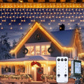 Brightown Icicle Lights: 40Ft Weatherproof, 432 LED Icicle Adjustable Timing, Warm White Eaves & Outdoor Decor