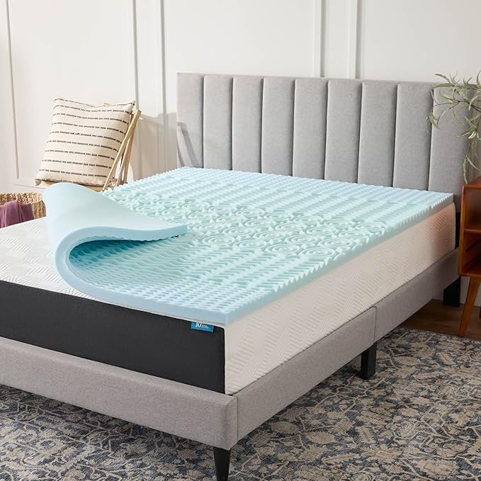 LUCID Gel Infused Memory Foam Mattress Topper – 2 Inch Mattress Topper – 5 Comfort Zones Relieve Pressure – CertiPUR-US Certified Foam - California King