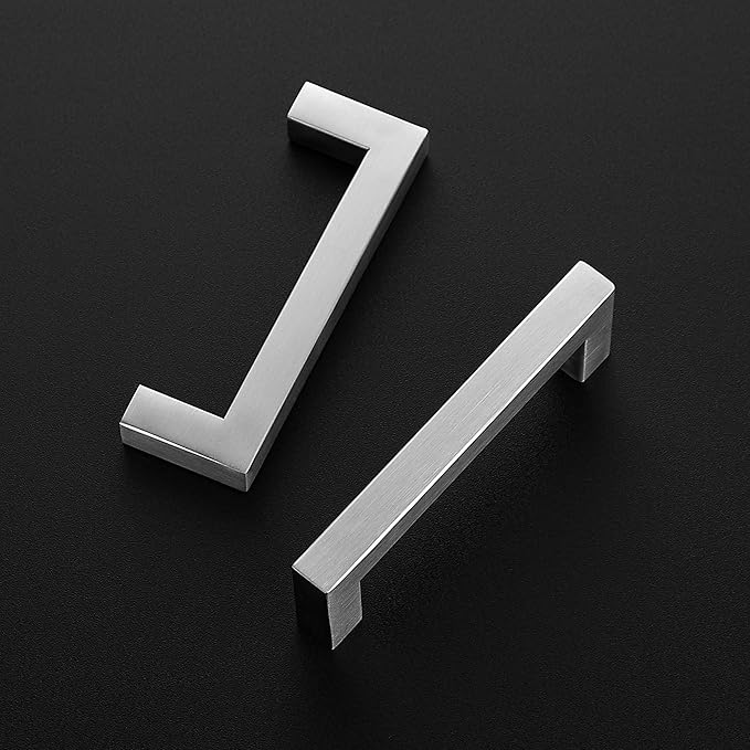 Ravinte 50 Pack 3-3/4 Inch Square Cabinet Handles Satin Nickel Pulls Brushed Nickel Drawer Pulls Kitchen Cupboard Hardware for Cabinets Cupboard Drawer Handles