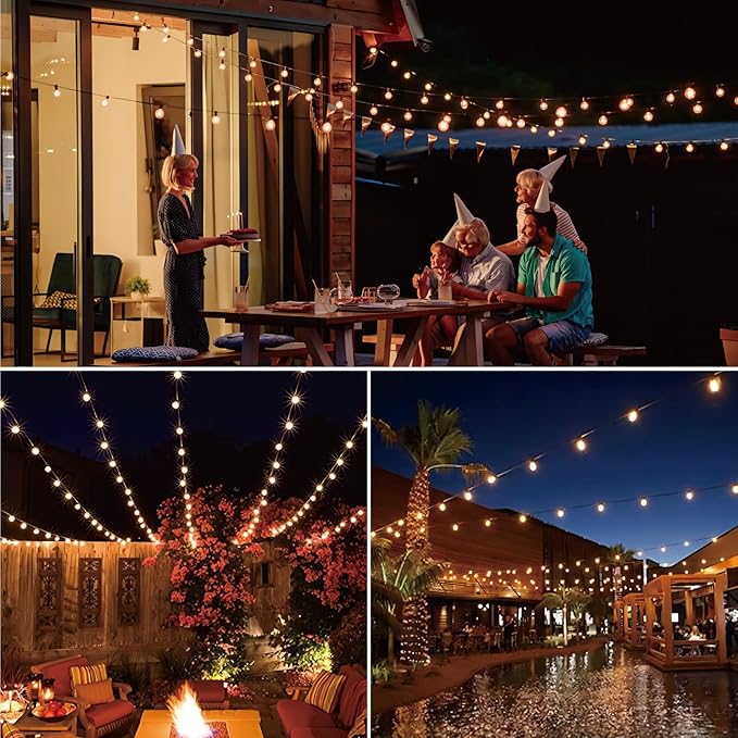 Meconard DC 3V Low Voltage, Solar Replacement Bulbs for G40 outoodr String Lights, Shatterproof 1W LED Bulb, E12/C7 Candelabra Screw Base, Warm White 2200K, 25Pack