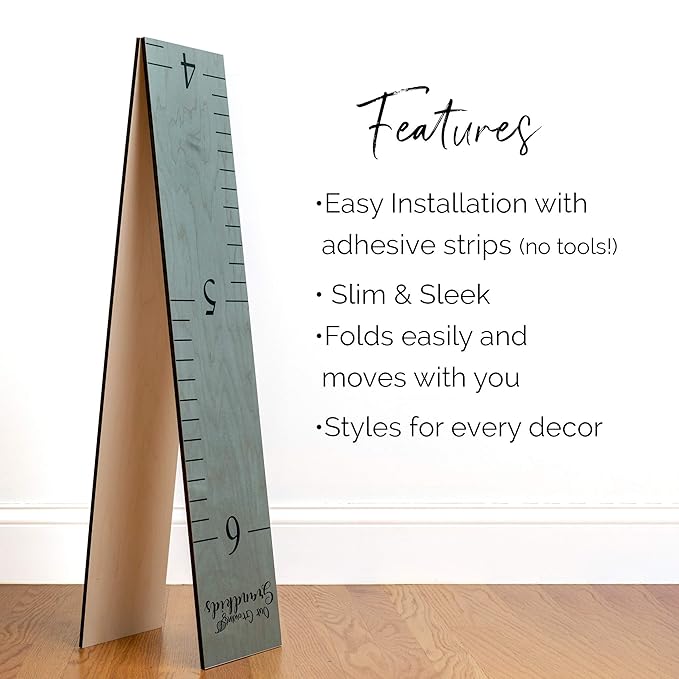 Headwaters Studio Wooden Growth Chart – Kids Height Chart, Wall Measurement for Kids, Height Chart for Wall, Growth Ruler for Children – Our Growing Grandkids, Gray (63"x6.7")