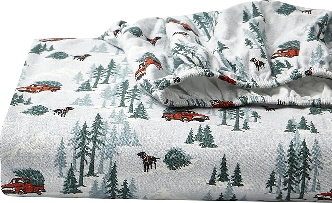 Eddie Bauer - Full Sheets, Cotton Flannel Bedding Set, Brushed For Extra Softness, Cozy Home Decor (Deer Hollow, Full)