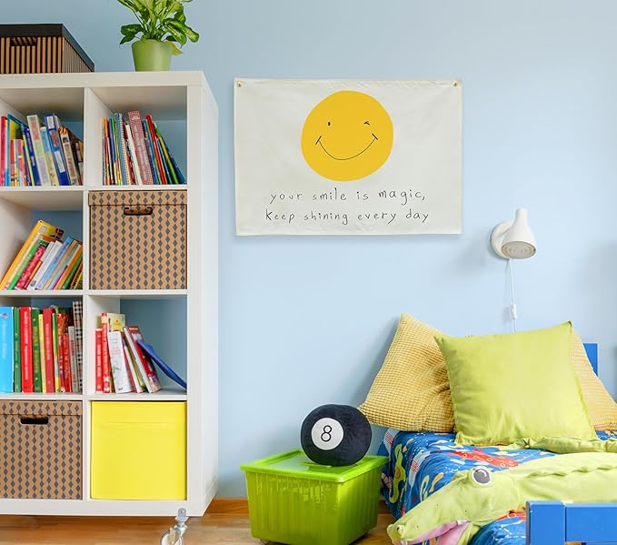 Boho Rectangular Banner Flag Wall Sign Decor Gift for Baby Boy Girl Kids,Nursery Baby Room Above Crib Bedroom Living Room Wall Decor-Your Smile Is Magic Keep-Baby,Shower Birthday Christmas Gift