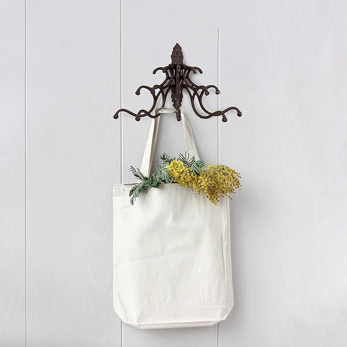 Creative Co-Op Antique Cast Iron Wall Hooks in Rust Finish