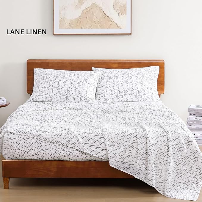 LANE LINEN RV Queen Sheets Set - 100% Organic Cotton Camper Sheet Sets 15" Deep Pocket Fitted - Haze Grey