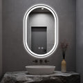 Niccy Oval LED Mirror for Bathroom, 48x30 Front Lit + Backlit Vanity Mirrors with Light Anti-Fog, Shatter-Proof, 3 Colors, Makeup Mirror with Black Frame (Horizontal/Vertical)