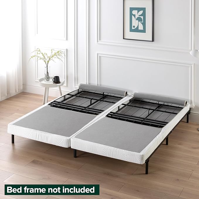ZINUS 4 Inch Box Spring with Cover, No Assembly Mattress Foundation, Sturdy Metal Structure, Split Cal King, White