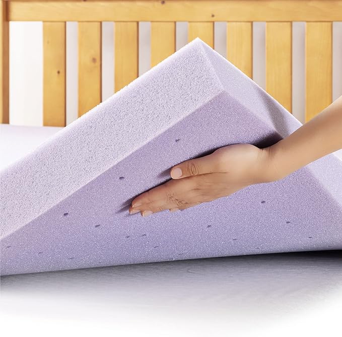 Mellow 3 Inch Ventilated Memory Foam Mattress Topper, Soothing Lavender Infusion, King