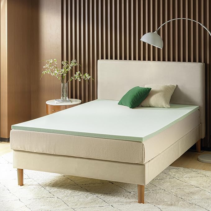 ZINUS 2 Inch Green Tea Memory Foam Mattress Topper, Smaller, More Convenient WonderBox Packaging, Pressure-Relieving Layers, CertiPUR-US Certified, King