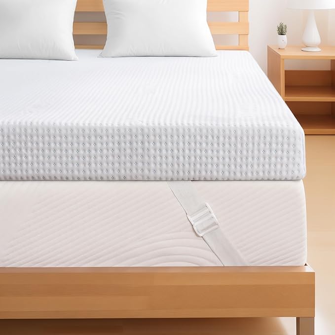 Subrtex 4 Inch Gel-Infused Memory Foam Mattress Topper,High Density Breathable Bed Topper Rayon Made from Bamboo Cover CertiPUR-US Certified, Queen, Topper with Cover