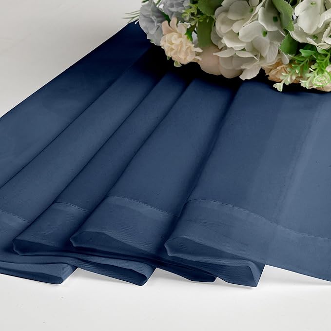 Aiyufeng 2 Panels Navy Blue Sheer Valance 14 Inches Long, Short Sheer Curtain Valances for Small Windows Semi Sheer Navy Valances for Kitchen Window, Dual Rod Pocket (Navy Blue, 40 by 14 Inches Long)