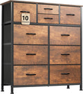 YITAHOME 10 Drawer Dresser, Dresser for Bedroom, Fabric Storage Dresser, Chest of Drawers for Living Room, Hallway, Closets - Sturdy Steel Frame, Wooden Top & Easy Pull Fabric Bins