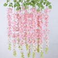 mizii 6Pcs Pink Wisteria Hanging Flowers 48" Silk Wisteria Artificial Flowers Garland Vines Fake Hanging Flowers Decoration for Wedding Flower Wall Backdrop Centerpieces Party Room Decor (Pink)