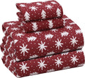 RUVANTI Flannel Sheets King Size - 100% Cotton Brushed King Size Sheets Set - Deep Pockets 16 Inches Bed Sheets - All Seasons Breathable & Extra Soft - Warm & Cozy, 4 Piece, Red Christmas