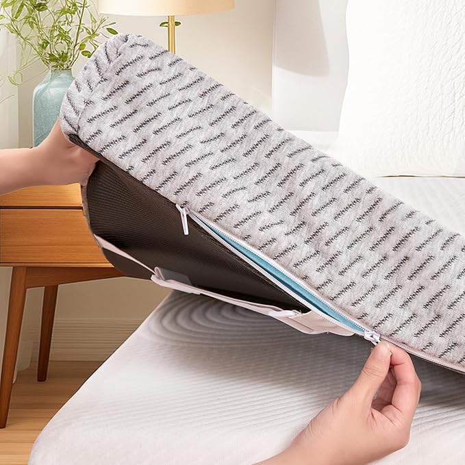 Subrtex Cover for Mattress Topper King Size 4 Inch (Only Cover) Mattress Topper Protector Bedding Removable Encasement with Zipper Closure