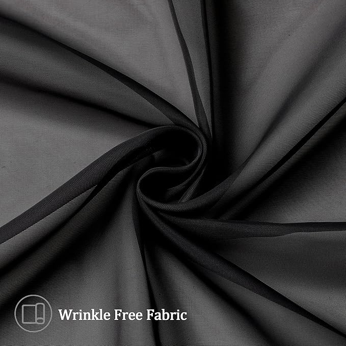 Aiyufeng Black Curtains 36 inches Long 2 Panels, Short Cafe Sheer Tiers, Kitchen Tier Curtains for Kitchen Room Laundry, Rod Pocket, 40" Wx36 L