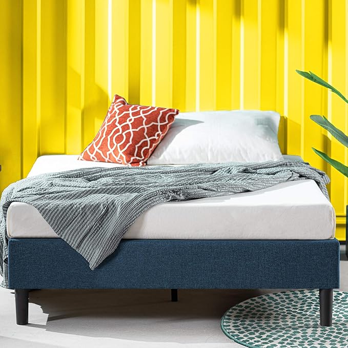 ZINUS Curtis Upholstered Platform Bed Frame, Mattress Foundation, Wood Slat Support, No Box Spring Needed, Easy Assembly, Full, Navy