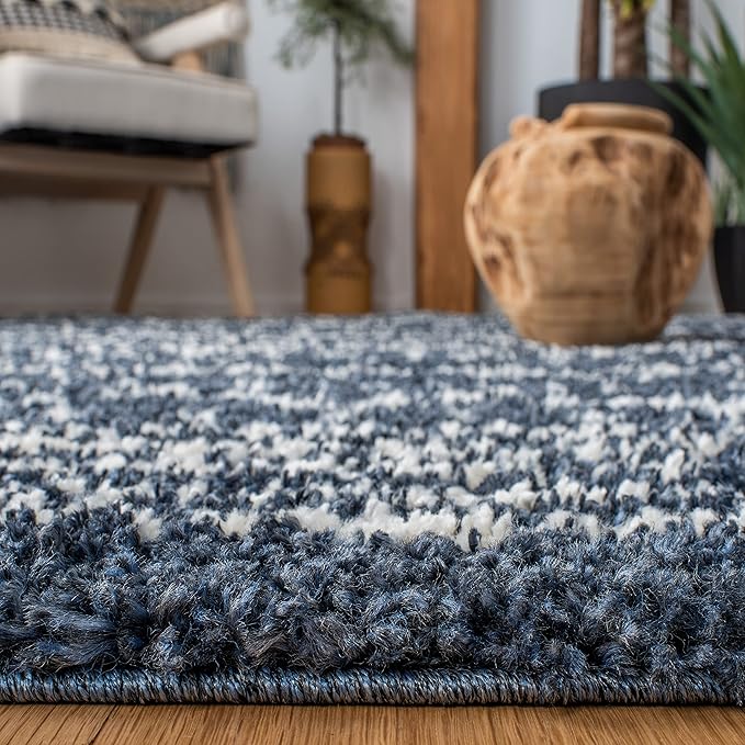 SAFAVIEH Arizona Shag Collection Area Rug - 6' x 8', Slate Blue & Ivory, Non-Shedding & Easy Cleaning, Plush Thick Pile, Ideal for Living Room, Bedroom, Dining Space (ASG741L)