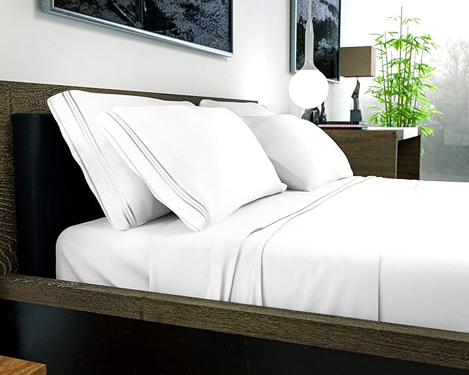 DREAMCARE California King Sheet Sets – 6 pcs Cooling Bed Sheets – up to 21” Deep Cal King Sheets – 2500 Supreme Collection – Extra Soft 100% Brushed Microfiber Hotel Luxury with Side Pocket – White