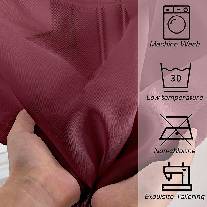 Aiyufeng Sheer Curtains Burgundy Red - Fabric Vertical Window Shades for Sliding Glass Door Balcony Terrace Sun Room Beach Pool House, 40 x 63 inches, 1 Pair