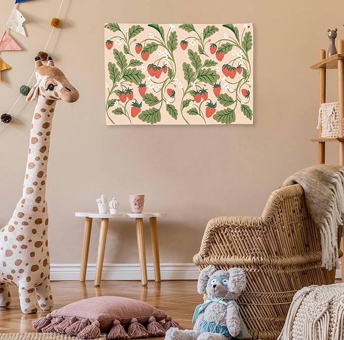 Boho Rectangular Banner Flag Wall Sign Decor Gift for Baby Boy Girl Kids,Nursery Baby Room Above Crib Bedroom Playroom Living Room Wall Decor-Strawberry Theme-Baby,Shower Birthday Christmas Gift