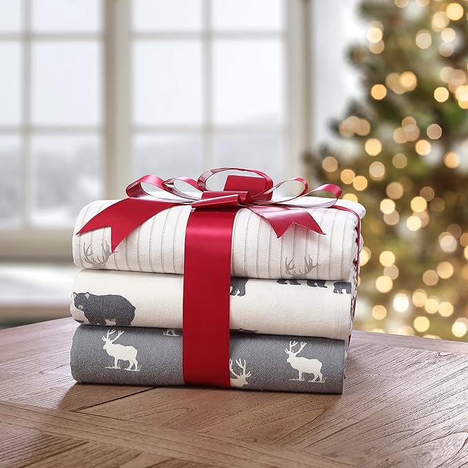 Eddie Bauer - King Sheets, Cotton Flannel Bedding Set, Brushed For Extra Softness, Cozy Home Decor (Bear Family, King)