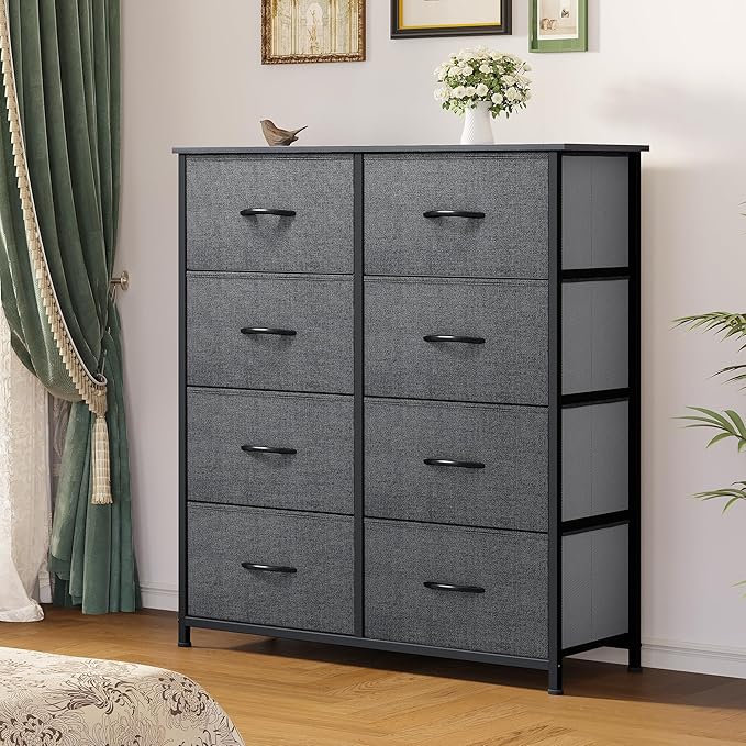 YITAHOME Storage Tower Unit with 8 Drawers - Fabric Dresser with Large Capacity, Organizer Unit for Bedroom, Living Room & Closets - Sturdy Steel Frame, Wooden Top & Easy Pull Fabric Bins