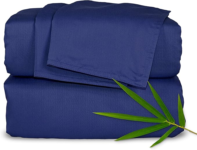Queen Sheets by Pure Bamboo, Genuine 100% Organic Viscose Derived from Bamboo Bed Sheet Set, Luxuriously Soft & Cooling, Double Stitching, Lifetime Quality Promise (Queen, Cobalt Blue)