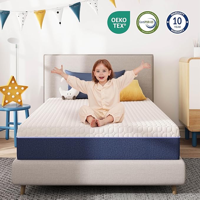 8 Inch Twin Size Mattress for Kids, Gel Cooling Memory Foam Mattress in A Box, Medium Firm Feel for Back Pain Relief, CertiPUR US Certified