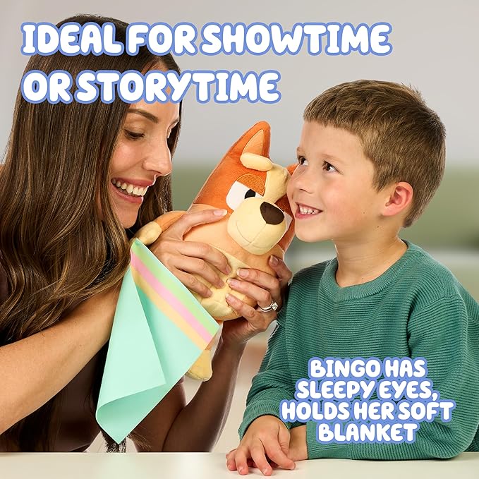 Bluey Sleepy Time Bingo Talking Plush, Soothing Baby Toy for Sleep, 7 Show Phrases & Theme Song, Cuddle Buddy