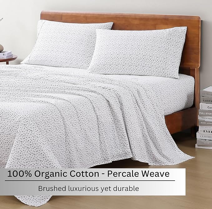 LANE LINEN RV Queen Sheets Set - 100% Organic Cotton Camper Sheet Sets 15" Deep Pocket Fitted - Haze Grey