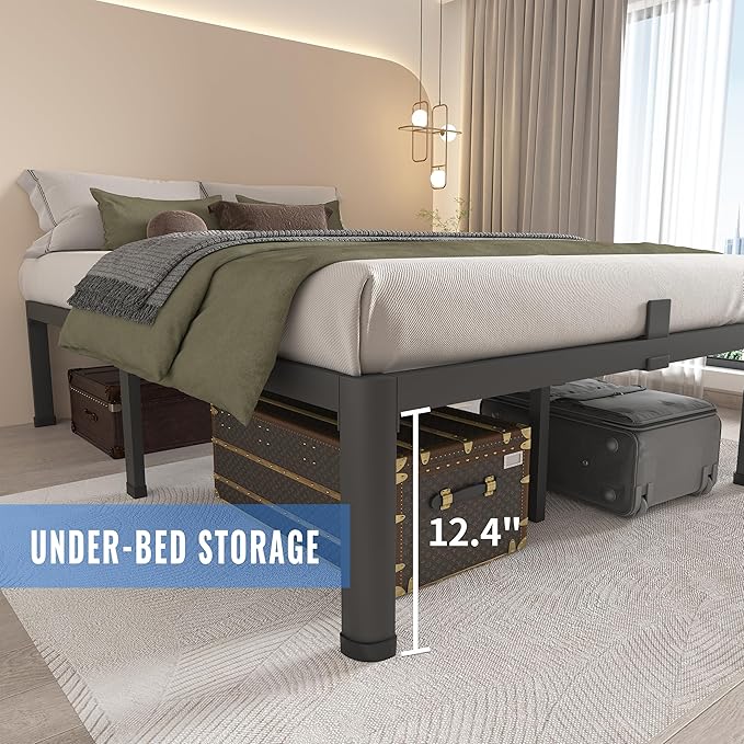 MAF 14 Inch King Metal Platform Bed Frame with Round Corner Legs, 3000 LBS Heavy Duty Steel Slats Support, Noise Free, No Box Spring Needed, Easy Assembly